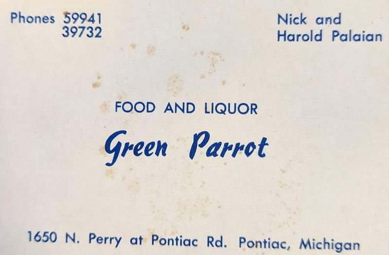 Green Parrot Bar (Press Box, Bongos) - Old Postcard (newer photo)